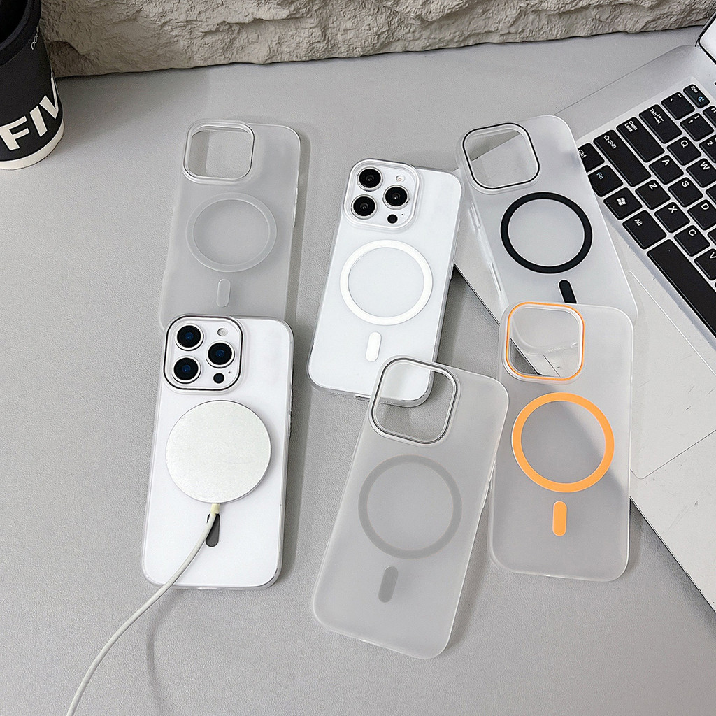 เคสแม่เหล็กใสบาง For iPhone 16 15 14 13 12 Pro Max Plus Wireless Charge Magnetic Case กันกระแทก