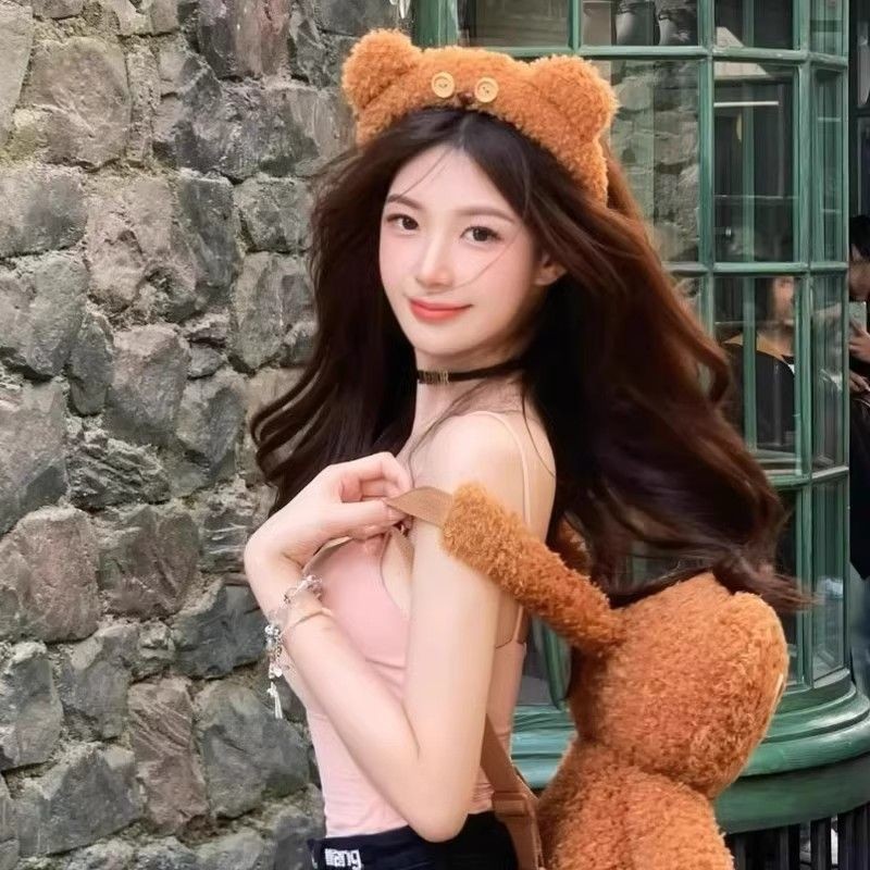 ยางรัดผม Universal Studios Tim Bear Headband หญิงน่ารักการ์ตูน Plush Face Wash Headband Disney Play 