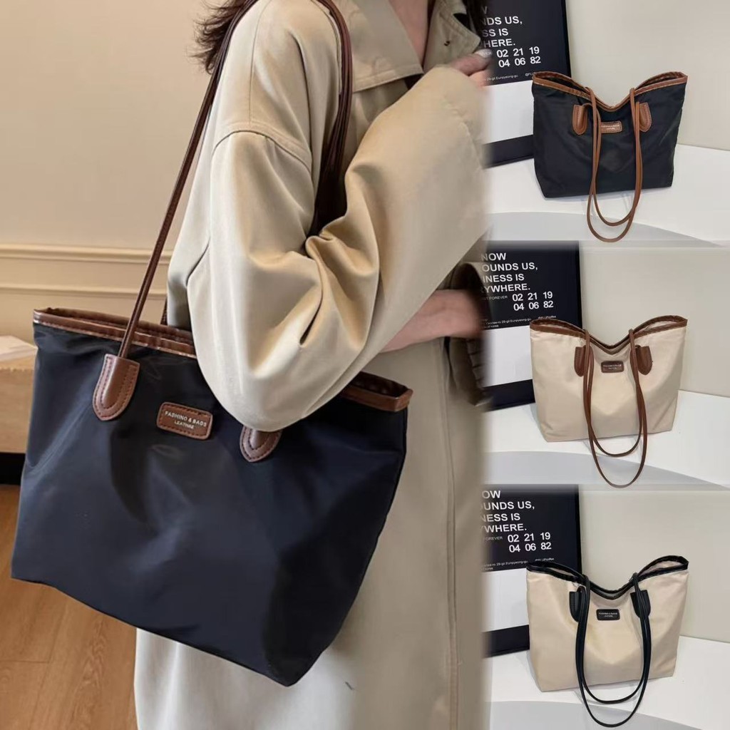 V-shop:  Womens Tote ความจุขนาดใหญ่ผ้าใบ New Niche กระเป๋าสะพายแบบพกพา SP9257