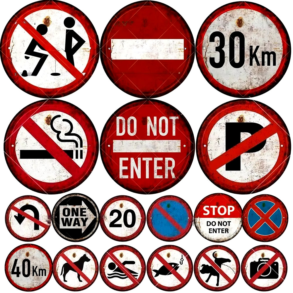 ป้าย STOP Vintage Metal Plaque - โรงรถ, บาร์, Man Cave Wall Decor