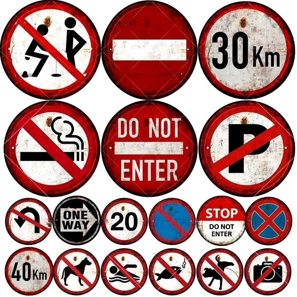 ป้าย STOP Vintage Metal Plaque - โรงรถ, บาร์, Man Cave Wall Decor