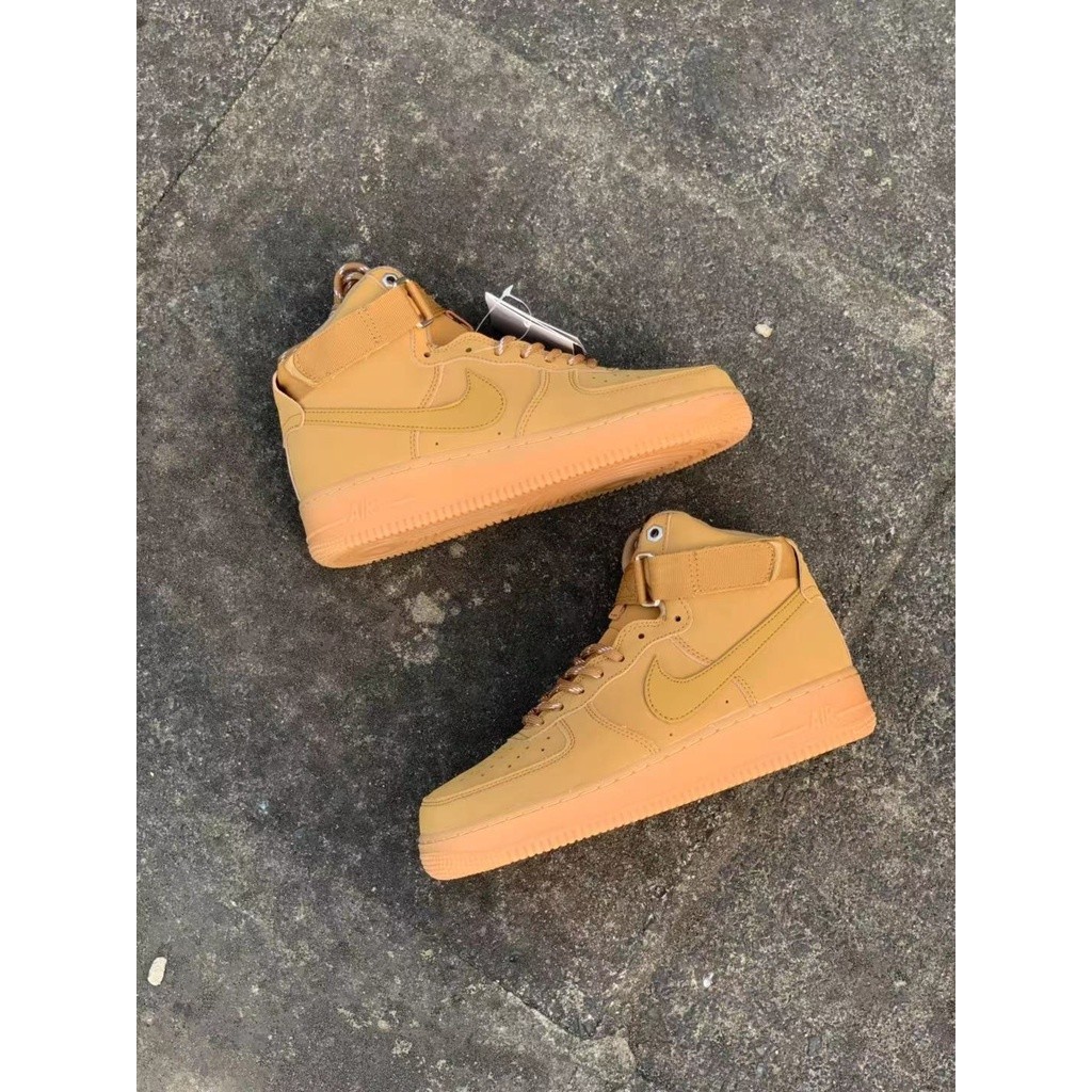Nike Air Force 1 High '07 WB Flax Men's and women's casual shoes Skateboard shoes sneakers รองเท้า