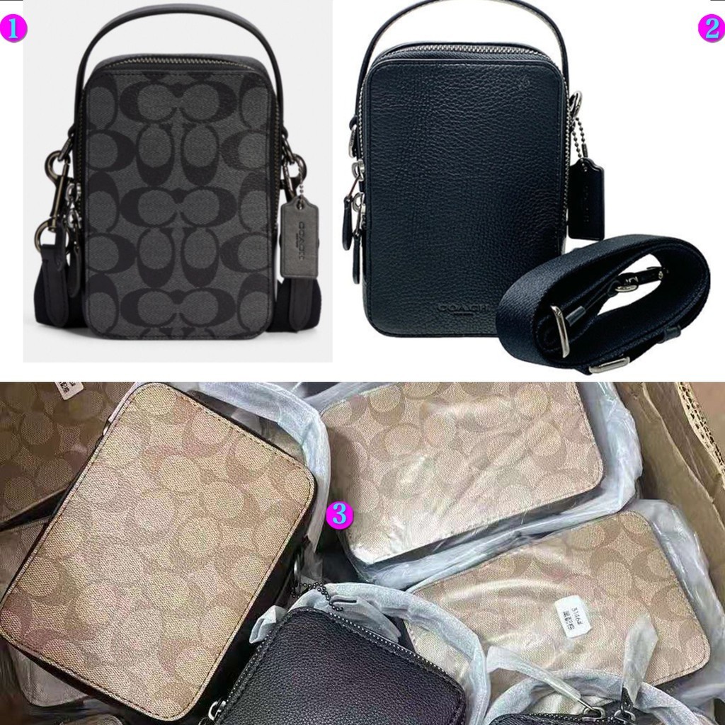 Top Handle Crossbody C3147 C3146 พิมพ์คลาสสิก ผู้ชาย กระเป๋าสะพายข้าง Coac h กระเป๋าใส่โทรศัพท์ หนัง