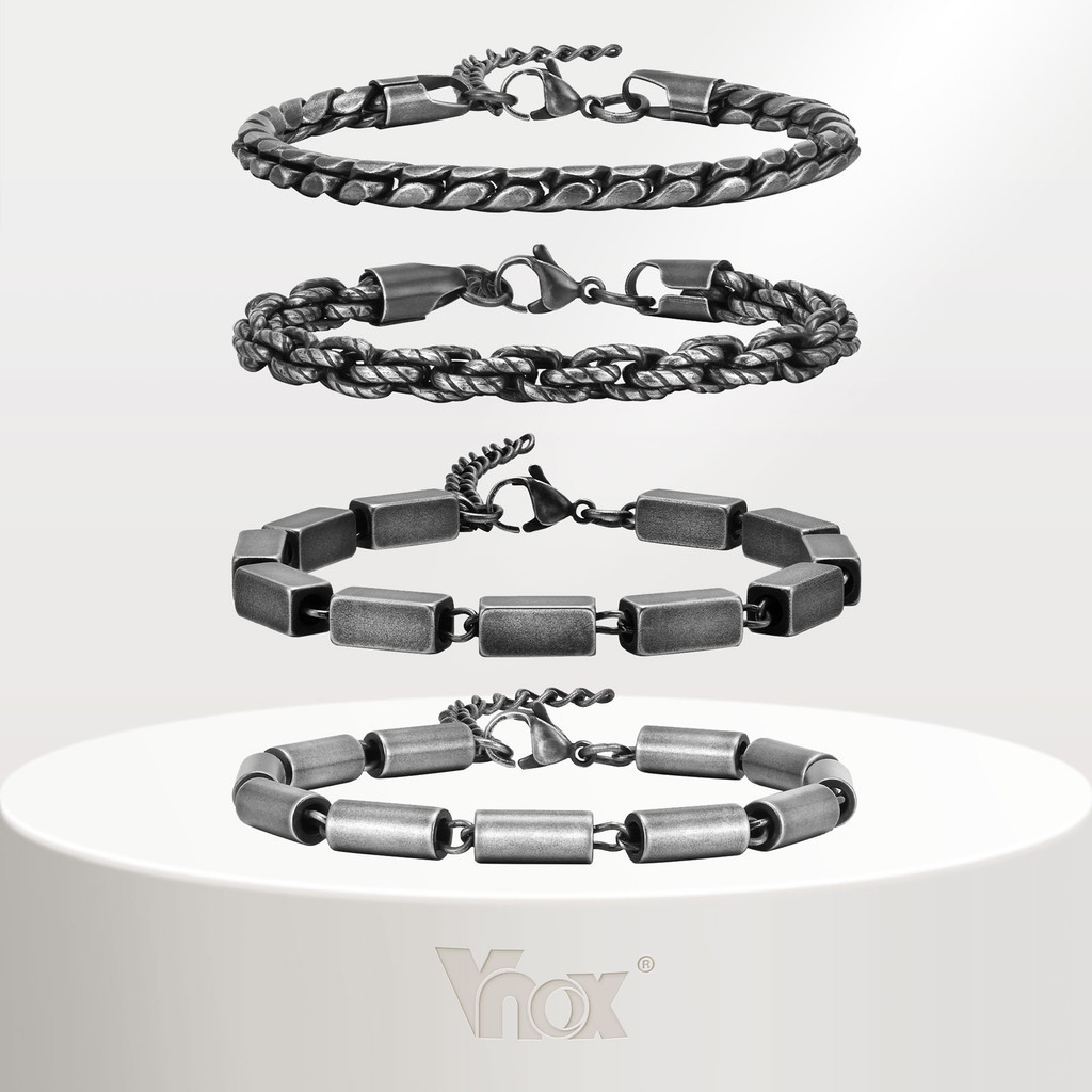 Vnox สร้อยข้อมือผู้ชาย ย้อนยุค, สร้อยข้อมือโซ่ร็อคพังก์ ร็อค สเตนเลส, เครื่องประดับของขวัญงานเลี้ยงวันเกิด