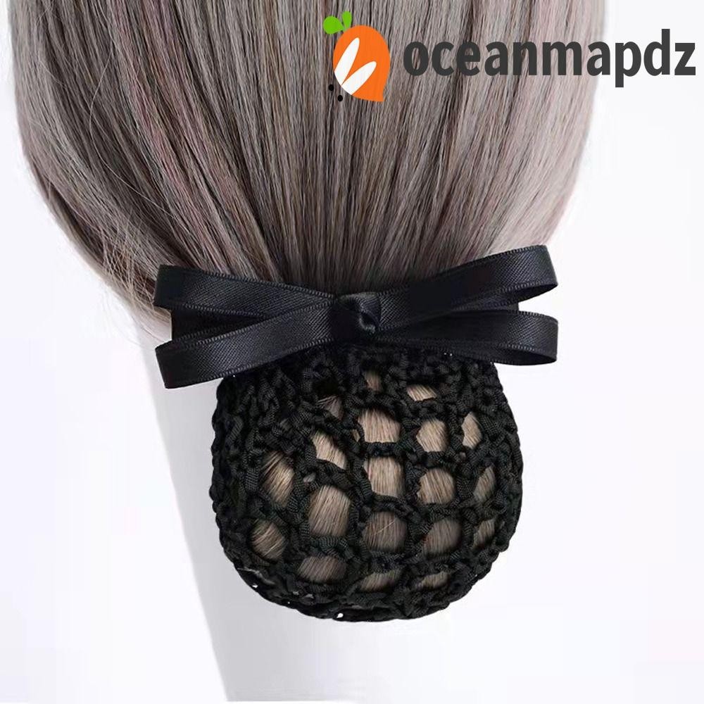 Oceanmapdz ผู้หญิง ฤดูใบไม้ผลิ คลิป โบว์ วินเทจ สําหรับพยาบาล ตาข่ายคลุมผม คาดผม