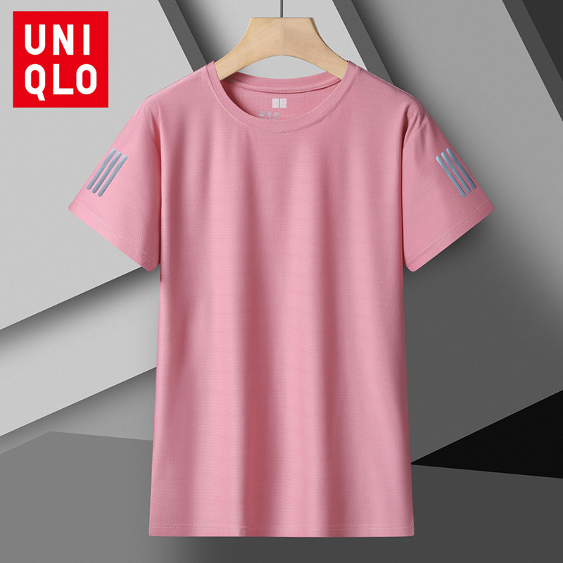 Uniqlo เสื้อยืดแขนสั้น ผ้ายืด ระบายอากาศ ใส่สบาย พลัสไซซ์ สีพื้น แฟชั่นฤดูร้อน สําหรับผู้หญิง ไซซ์ M-5XL