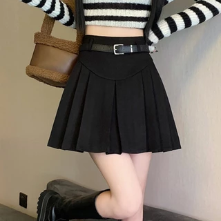 KaeKai พร้อมส่ง กระโปรง y2k พลีท อัดจีบ เอวสูง ซิปข้าง มีซับใน ผ้านิ่ม ใส่สบาย