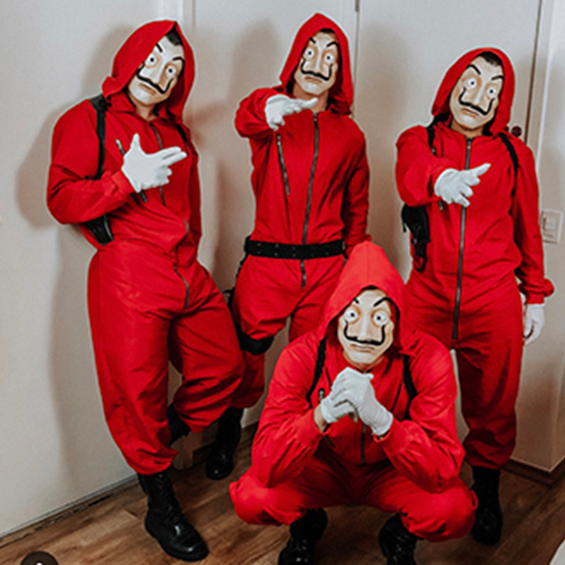 Money Heist Cosplay Costume Mask（เสียหายระหว่างการขนส่ง/เปลี่ยนฟรี）