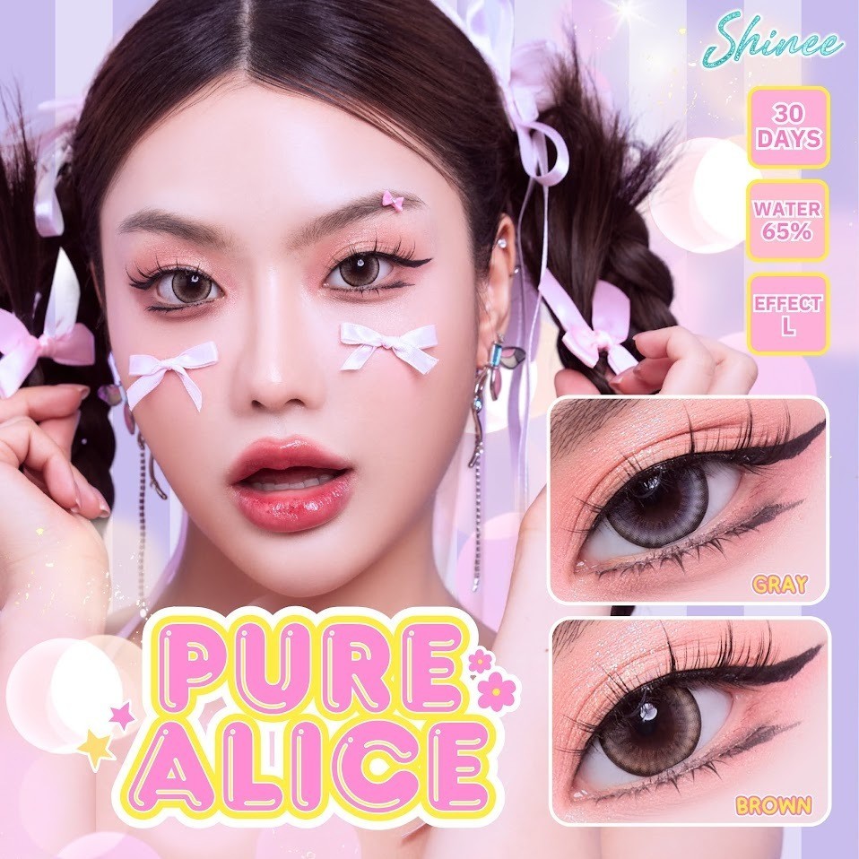 คอนแทคเลนส์(บิ๊กอาย) Pure Alice Brown / Gray (Shinee) ⭐️ลายฮิต ขายดีมาก กรองแสงกันยูวี