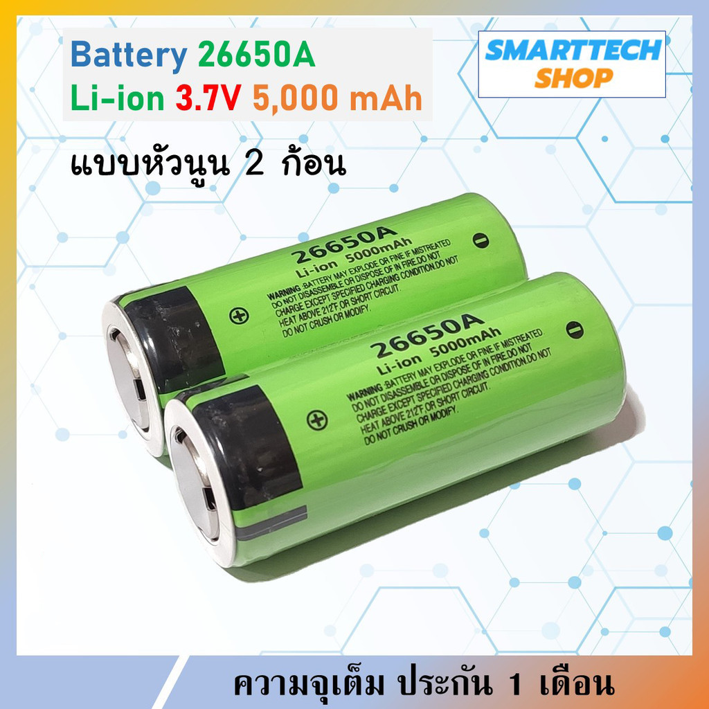 !! จัดโปรลงของใหม่ !! ถ่านชาร์จ 26650 2 ก้อน Panasonic 5000mah  ไฟเต็ม รับประกันคุณภาพ