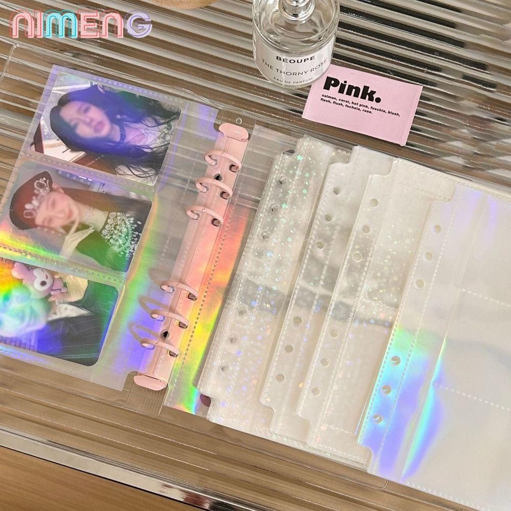 Nimeng อัลบั้มรูปภาพ เลเซอร์ดาว สีรุ้ง 1 2 3 ช่อง A6 10 ชิ้น ต่อชุด