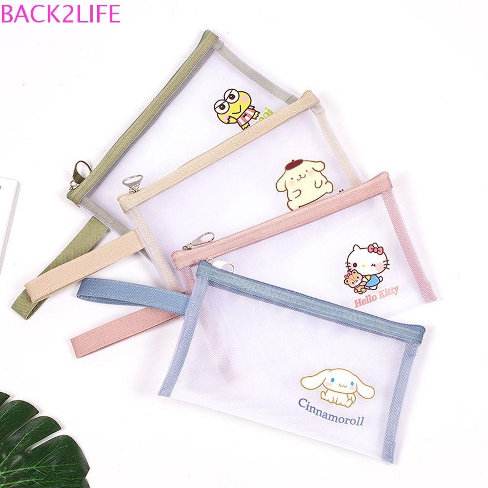 Back2life กระเป๋าใส่เหรียญ ใส่บัตรประจําตัว ดินสอ เครื่องสําอาง ลายคิตตี้ แมว เมโลดี้ ชินนาม่อนโรล แบบพกพา