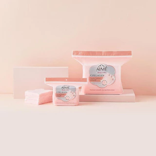 Aime Collagen 60pcs เอเม่ สำลีแผ่นทำความสะอาดผิวหน้าคอลลาเจน.