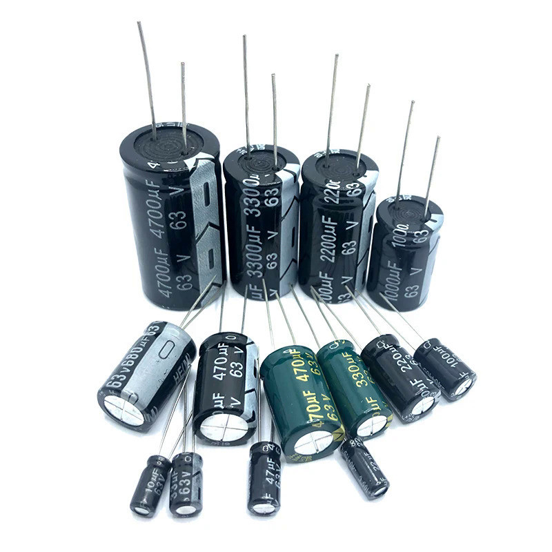 ตัวเก็บประจุอลูมิเนียมไฟฟ้า 63v10UF 5x11 มม. 10uf63v 63v10mf 10mf63v 63v 10uf 63wv 63vdc 10MFD 22uf 