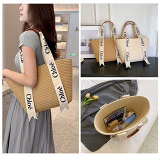 กระเป๋าถือ ผ้าถัก แต่งสายผ้า ใบใหญ่ งานพรีเมี่ยม ทรงสวย ใส่เ…