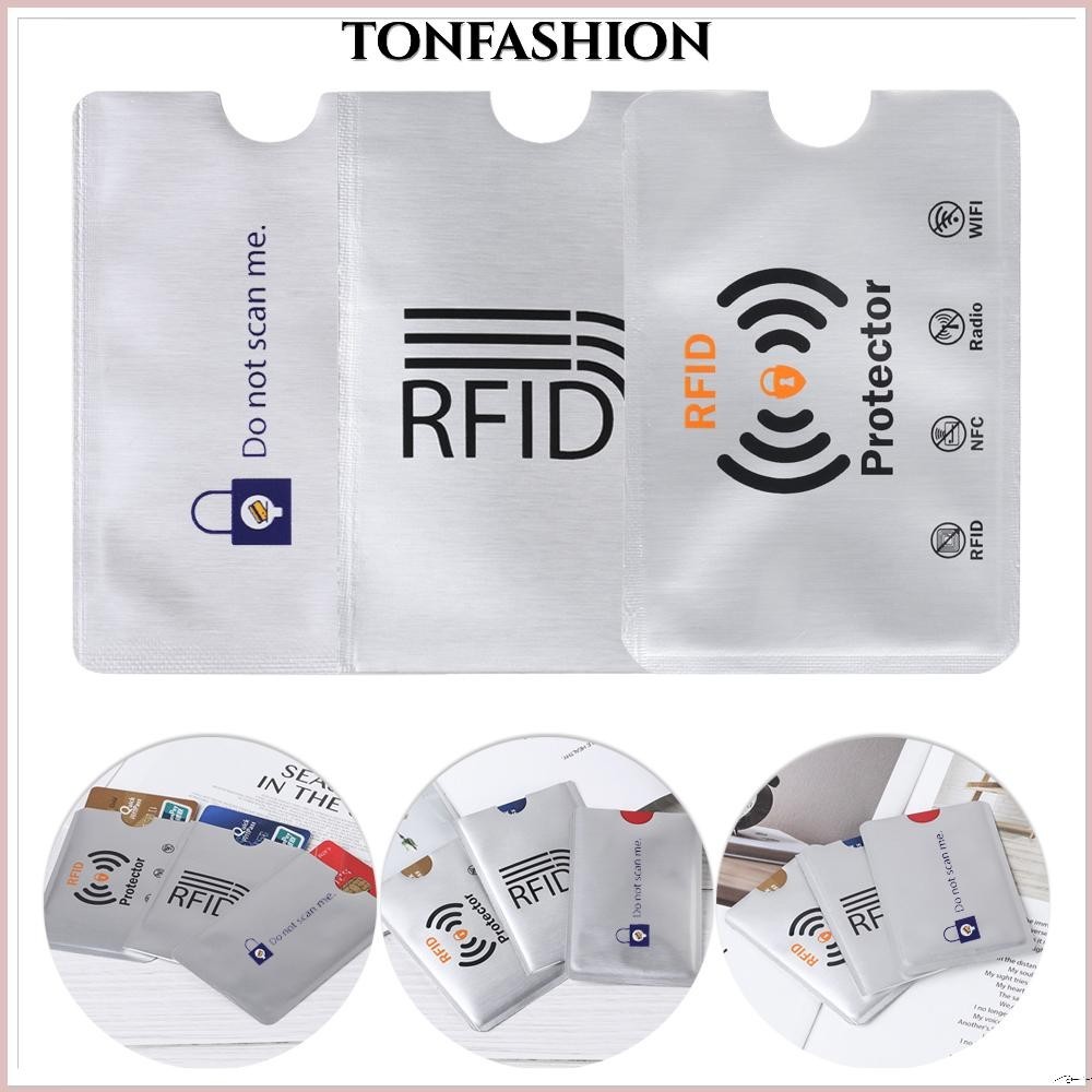 Tonfashion 10 ชิ้น การ์ดป้องกัน ปลอกป้องกัน Rfid บล็อกอลูมิเนียม ป้องกัน Rfid กระเป๋าสตางค์