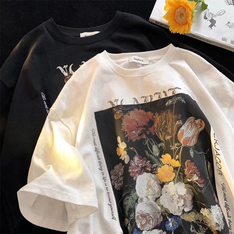 ใหม่ เสื้อยืดลําลอง แขนสั้น คอกลม ทรงหลวม แฟชั่นสําหรับผู้ชาย