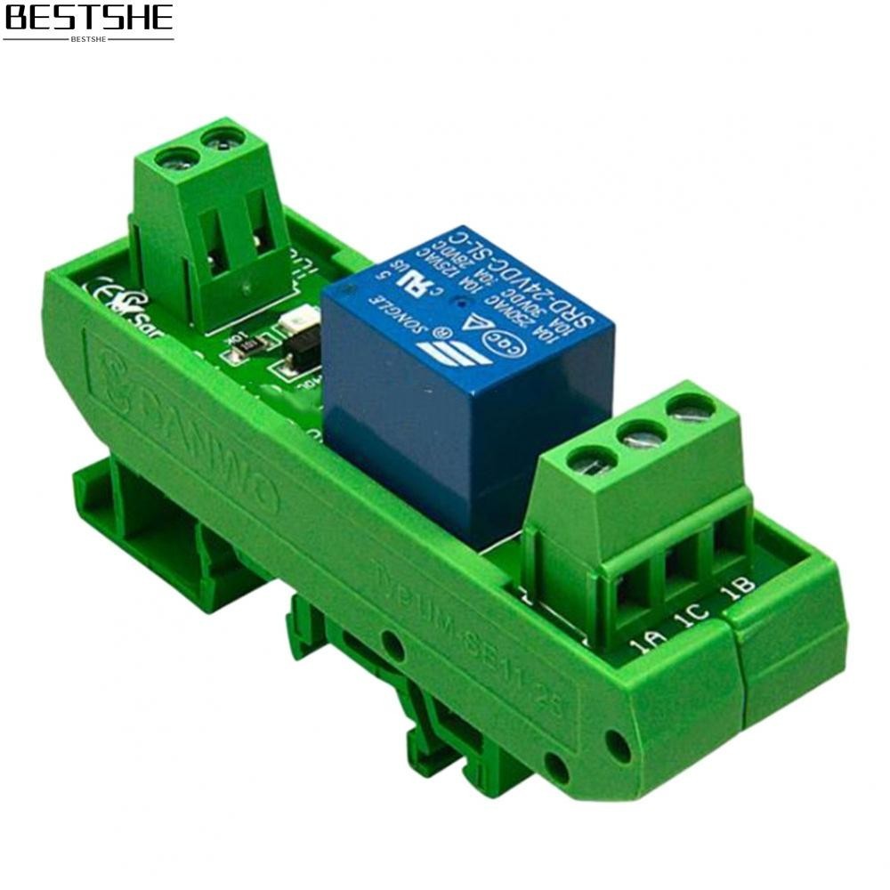{bestshe}Relay Board 30VDC 250VAC 5/12/24V Relay Built-in MPA Din Rail 1 Channel