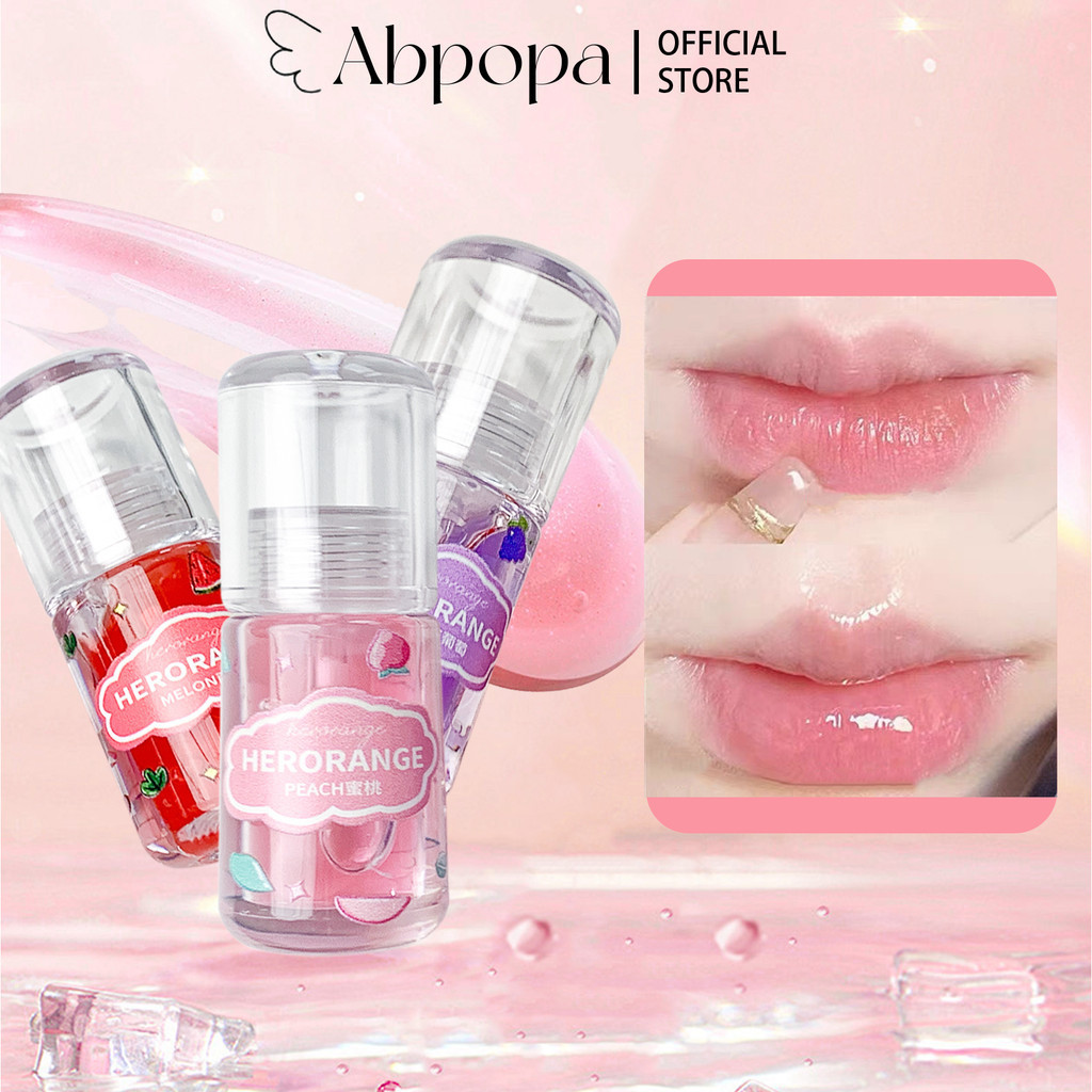 Abpopa HERORANGE ลิปกลอสให้ความชุ่มชื้นสามชุดพร้อมกลิ่นหอมฟรุ๊ตตี้และเนื้อบางเบาบนริมฝีปาก ​3ชิ้น/เซ็ต