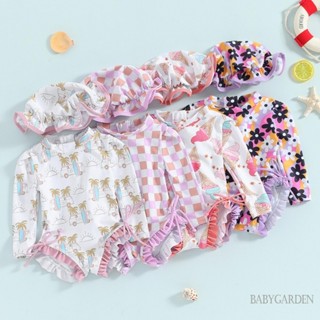 【ส่งจากไทย】 ชุดว่ายน้ําแขนยาว พิมพ์ลายดอกไม้ และไอศกรีม ป้อง…