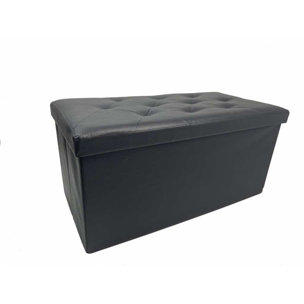 pw639shop PULITO สตูลเหลี่ยม 2 ที่นั่ง มีที่เก็บของ 38x76x40ซม. PUNA-05 สีดำ