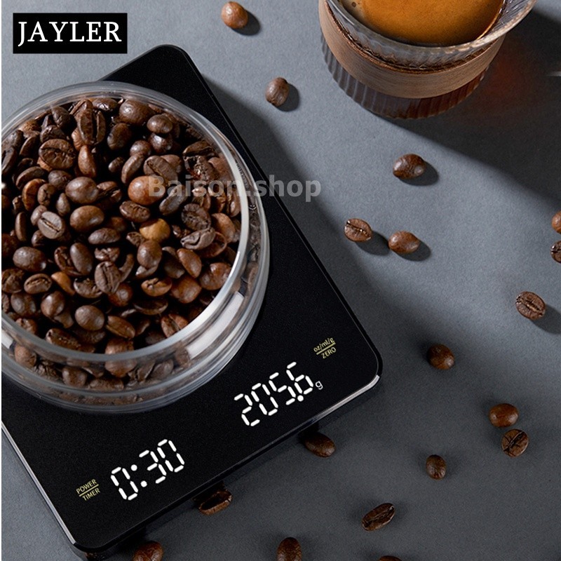 ตาชั่งอาหาร Coffee Scale ที่วัดน้ำหนักกาแฟ เครื่องชั่ง ดริฟกาแฟ มีนาฬิกาจับเวลาในตัว เครื่องชั่งอาหาร
