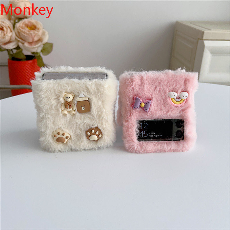 เคสโทรศัพท์มือถือแบบแข็ง ขนปุย ลายหมี 3D สําหรับ Samsung z flip 6 5 4 3 Case z Flip5 zflip5 Galaxy z flip 2 1 ราคา ถูกที่สุด ดีลบีเคเค แกลเลอรีภาพที่ 5