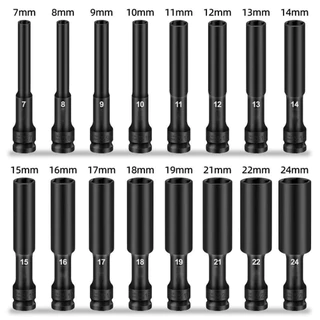 ลูกบล็อค ยาว128MM ขนาด4หุน สีดำ ลูกบล็อก ปากหกเหลี่ยม 1/2นิ้ว(4หุน) ลูกบ๊อก บล็อกลม ชุดลูกบล็อกยาว ชุดบล็อก ชุดประแจไฟฟ