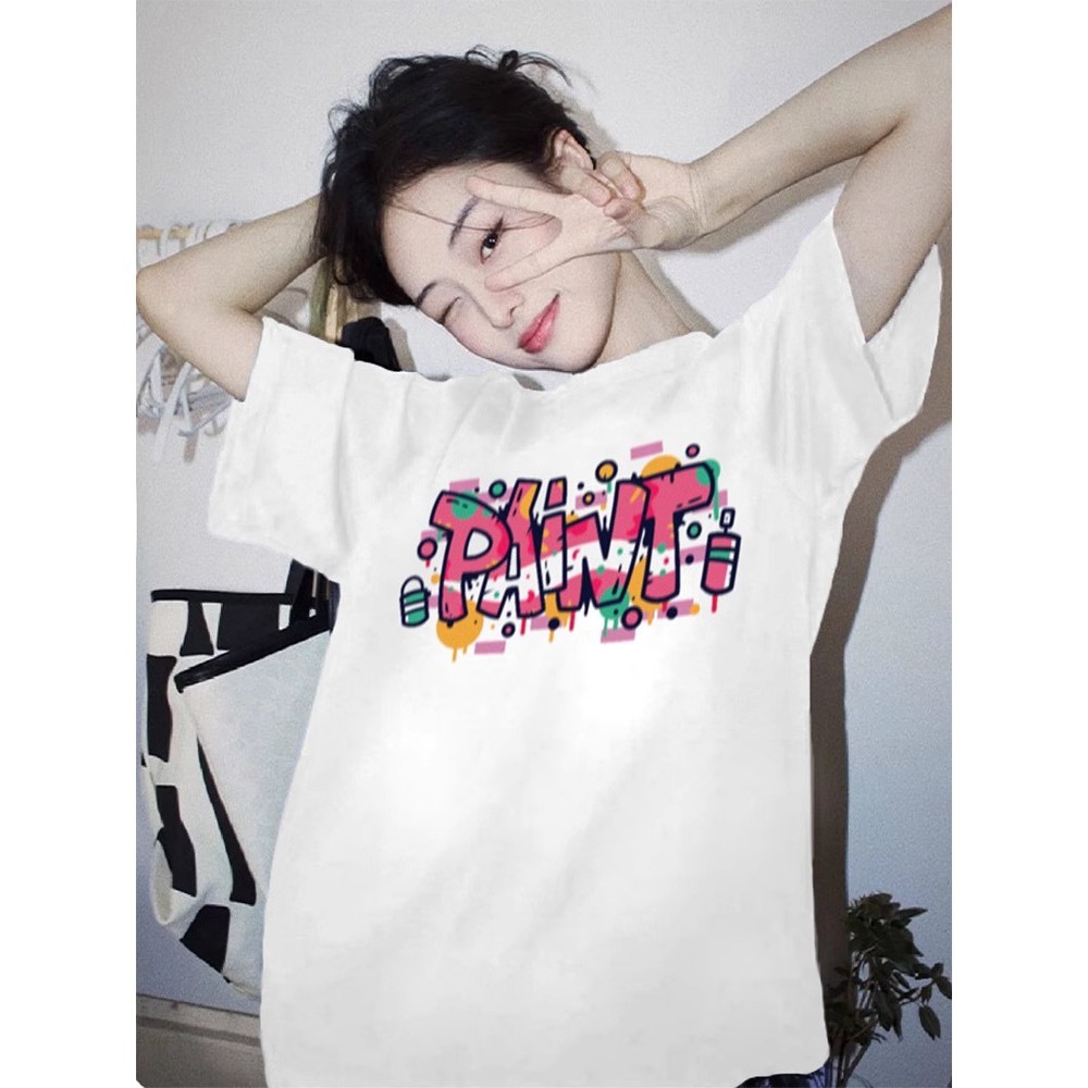 （🔥พร้อมส่ง🔥 ลายสุดฮิต!）เสื้อยืดสไตล์เกาหลี เสื้อยืดพิมพ์การ์ตูนแขนสั้นผ้าฝ้าย เสื้อยืดผู้หญิงน่ารัก ใส่สบาย ดูดซับเหงื่อ - รูปที่ 5