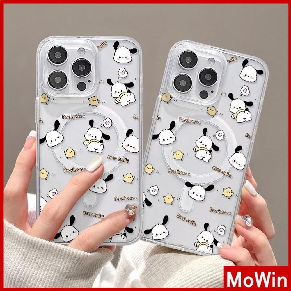Mowin - สำหรับ iPhone 15 PRO MAX เคส iPhone 11 เสริมสร้างแม่เหล็กอะคริลิคใสกระดานแข็ง TPU กรอบนุ่มกันกระแทก ลูกสุนัขน่ารัก เข้ากันได้กับ iPhone 14 13 12 11 XS XR 7Plus 8Plus