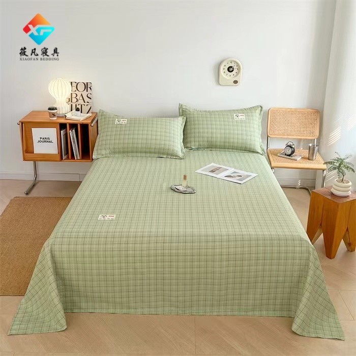ผ้าปูที่นอนสไตล์ญี่ปุ่น ผ้าคลุมเตียง ลายสก็อต เป็นมิตรกับผิวและระบายอากาศได้ดี 3 ฟุต 3.5 ฟุต 5 ฟุต 6 ฟุต 6.5 ฟุต