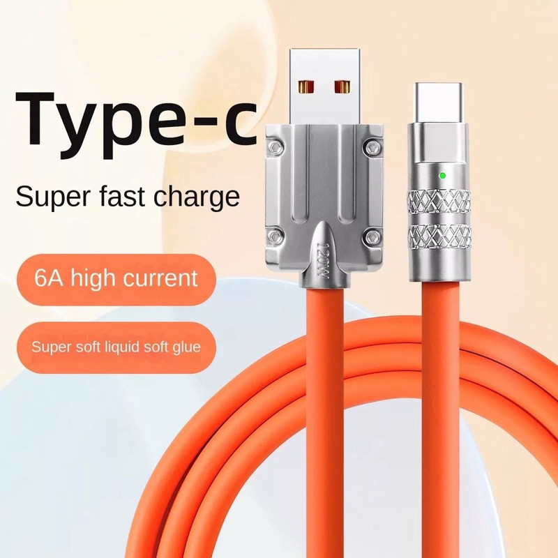 สายชาร์จ USB C ซิลิโคนเหลว 120W 6A Type C 1 เมตร สําหรับ Xiaomi POCO Huawei