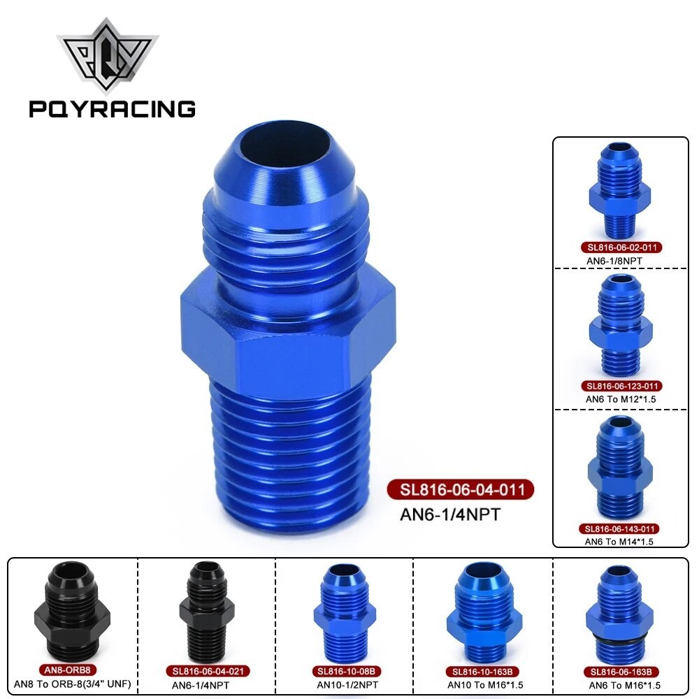 Male AN6 to 1/2 NPT 1/4 NPT 3/8NPT M10*1.5 M20*1.5 Straight Adapter Flare Fitting auto hose fitting 