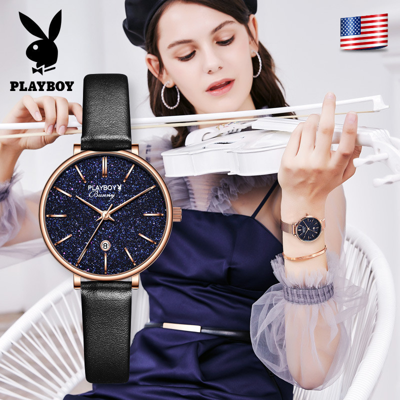 Playboy 2013 แบรนด์นาฬิกาขายดี Live Influencer ins Style นาฬิกาควอตซ์ Starry Sky นาฬิกาผู้หญิง กันน้ํา