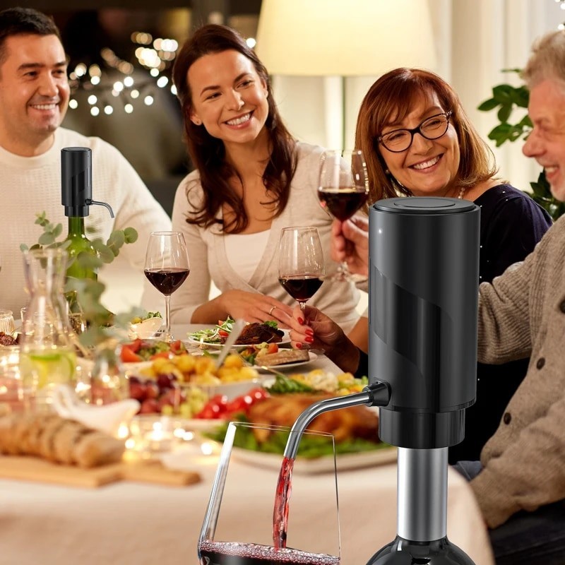 เครื่องจ่ายไวน์ เครื่องเติมอากาศไวน์ แบบไฟฟ้า พร้อมระบบเติมอากาศ Electric  Portable Wine Decanter Dispenser Pump ราคา ถูกที่สุด ดีลบีเคเค แกลเลอรีภาพที่ 7