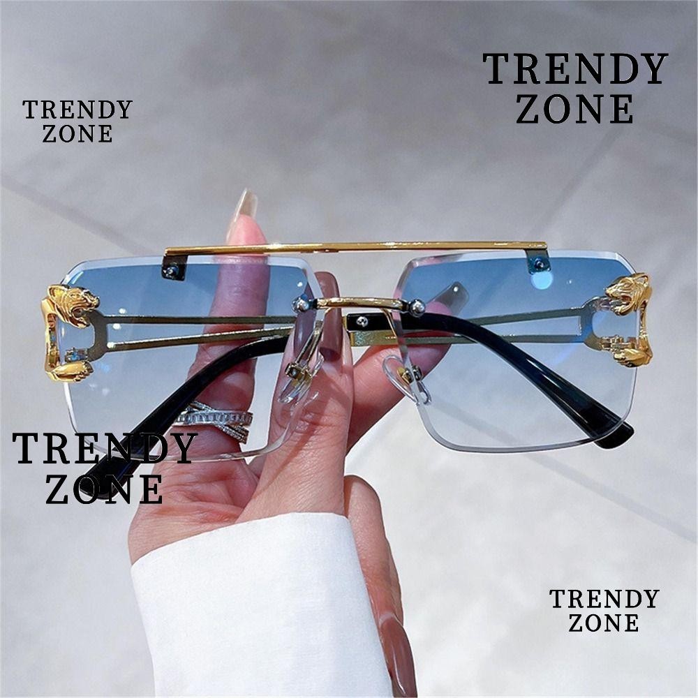 Trendyzone แว่นตากันแดด UV400 กรอบโลหะ ทรงสี่เหลี่ยม ขนาดใหญ่ สไตล์วินเทจ สําหรับผู้หญิง และผู้ชาย