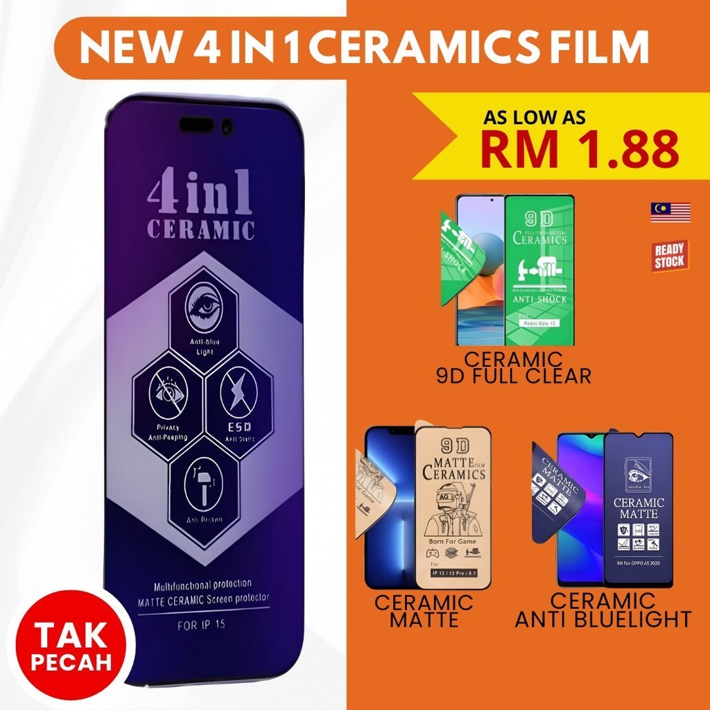 Full Ceramic Film for iP 15 Pro Max 17 16 14 13 12 11 MINI Screen Protector HD Clear Matte Anti Blue