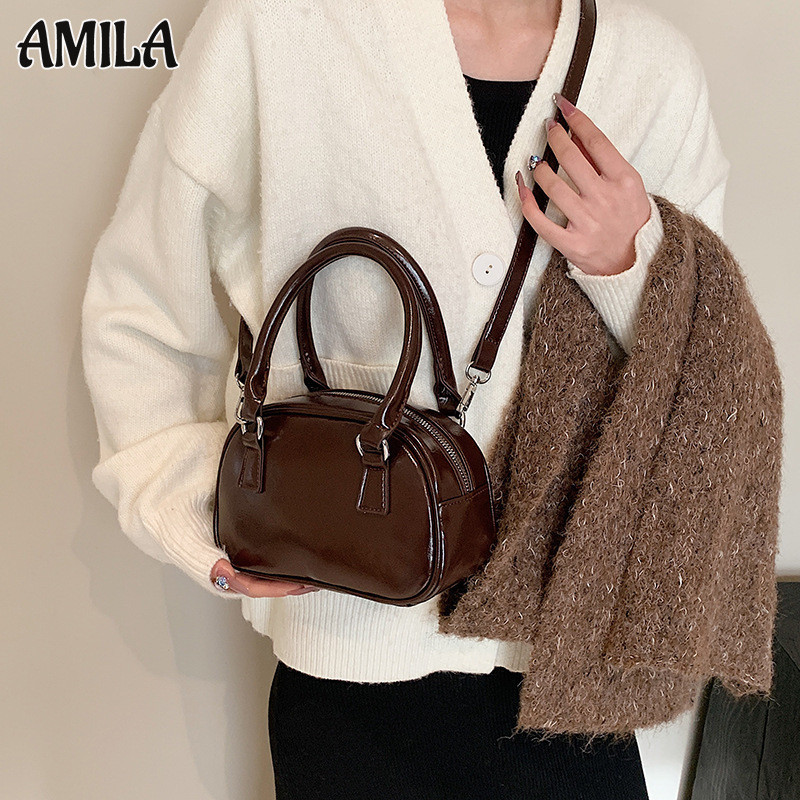 Amila Boston ใหม่ กระเป๋าสะพายไหล่ สะพายข้าง ขนาดเล็ก แบบพกพา แฟชั่นสําหรับผู้หญิง