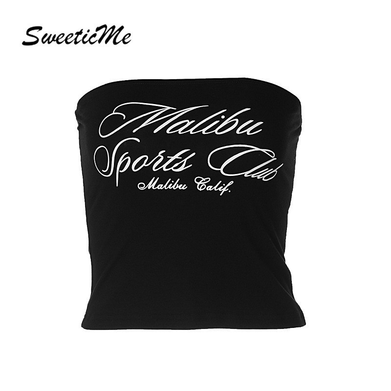 Sweeticme ใหม่ เสื้อท็อปส์แฟชั่น พิมพ์ลายตัวอักษร เซ็กซี่ สําหรับสตรี 2024