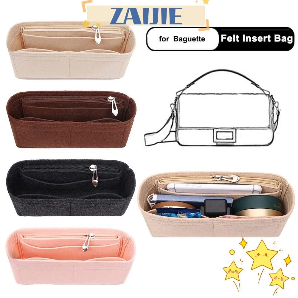 Zaijie24 กระเป๋าด้านใน กระเป๋าเดินทาง ผ้าสักหลาด ทนทาน หลายช่อง สําหรับจัดเก็บบาแก็ต
