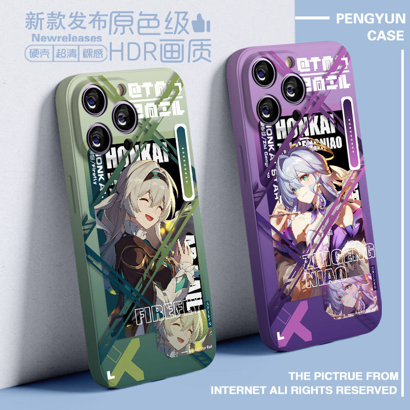 Honkai Star Rail เคสโทรศัพท์มือถือ ลายหงส์ Sparkle Firefly Acheron Fan สีดํา สําหรับ Honkai EYV2
