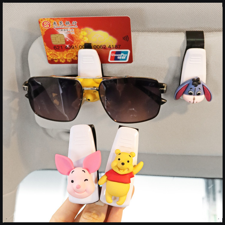 น่ารัก วินนี่ พูห์ ออโต้ คลิปแว่นตากันแดด ที่บังแดดรถยนต์ อเนกประสงค์ คลิปเก็บการ์ด