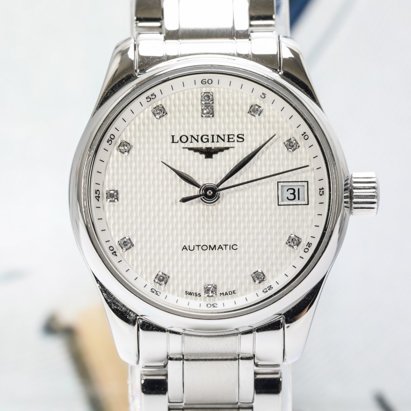 Longines/l2.128.4.77.6 นาฬิกาผู ้ หญิง Longines Master Collection 25mmWatch เส ้ นผ ่ านศูนย ์ กลางปฏิทินสแตนเลสเพชรฝังนาฬิกากลไกอัตโนมัติ