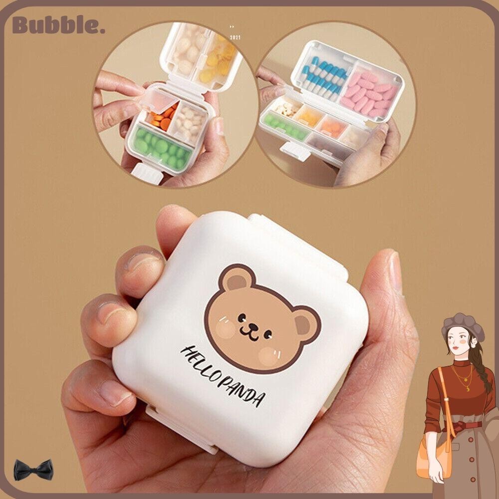 Bubble กล่องเก็บยา สองชั้น พลาสติก จัดระเบียบยา การดูแลสุขภาพ แบบพกพา ปิดผนึก กล่องยากันชื้น