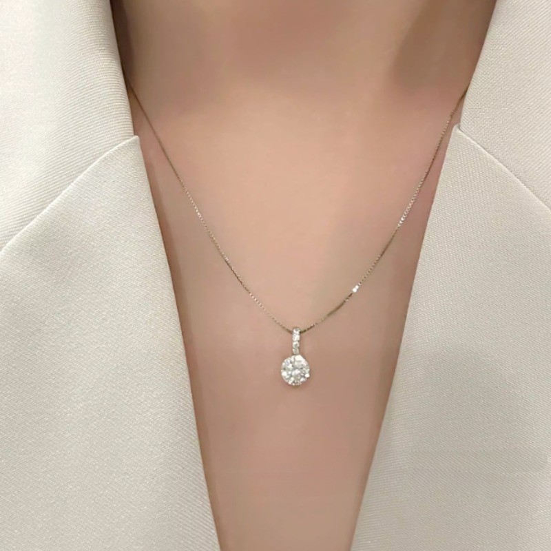 Roselife สร้อยคอเงิน 925 จี้คริสตัล เรียบง่าย หรูหรา เครื่องประดับ สําหรับผู้หญิง งานหมั้น ปาร์ตี้ ของขวัญ