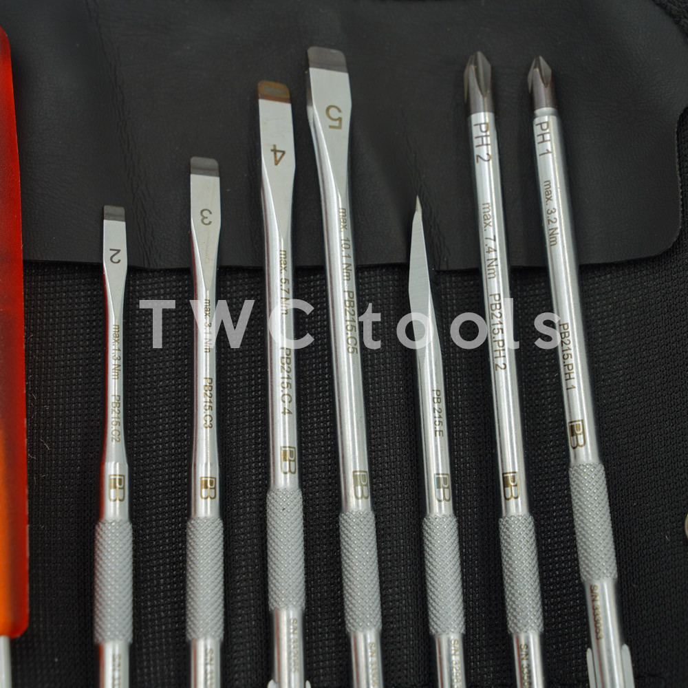 ไขควงตอก PB Swiss Tools ชุดไขควง ซองหนัง รุ่น PB 215L ไขควงซองหนัง 10 ตัวชุด Swiss Made PB215