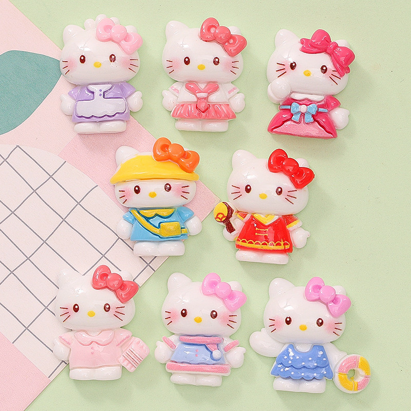 เครื่องประดับเรซิ่น รูปการ์ตูนแมวน่ารัก แฮนด์เมด DIY สําหรับตกแต่งกิ๊บติดผม และรองเท้า
