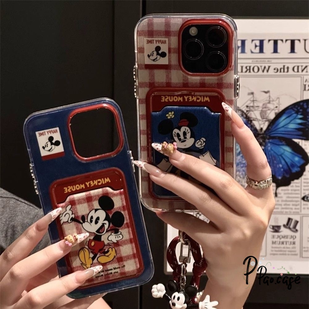 เข้ากันได้กับ IPhone 11 17 air 16 13 15 14 12 XR Pro Max X XS Max 7 8 14 15 Plus SEเคสแฟชั่นลายการ์ตูนมินนี่มิกกี้เม้าส์