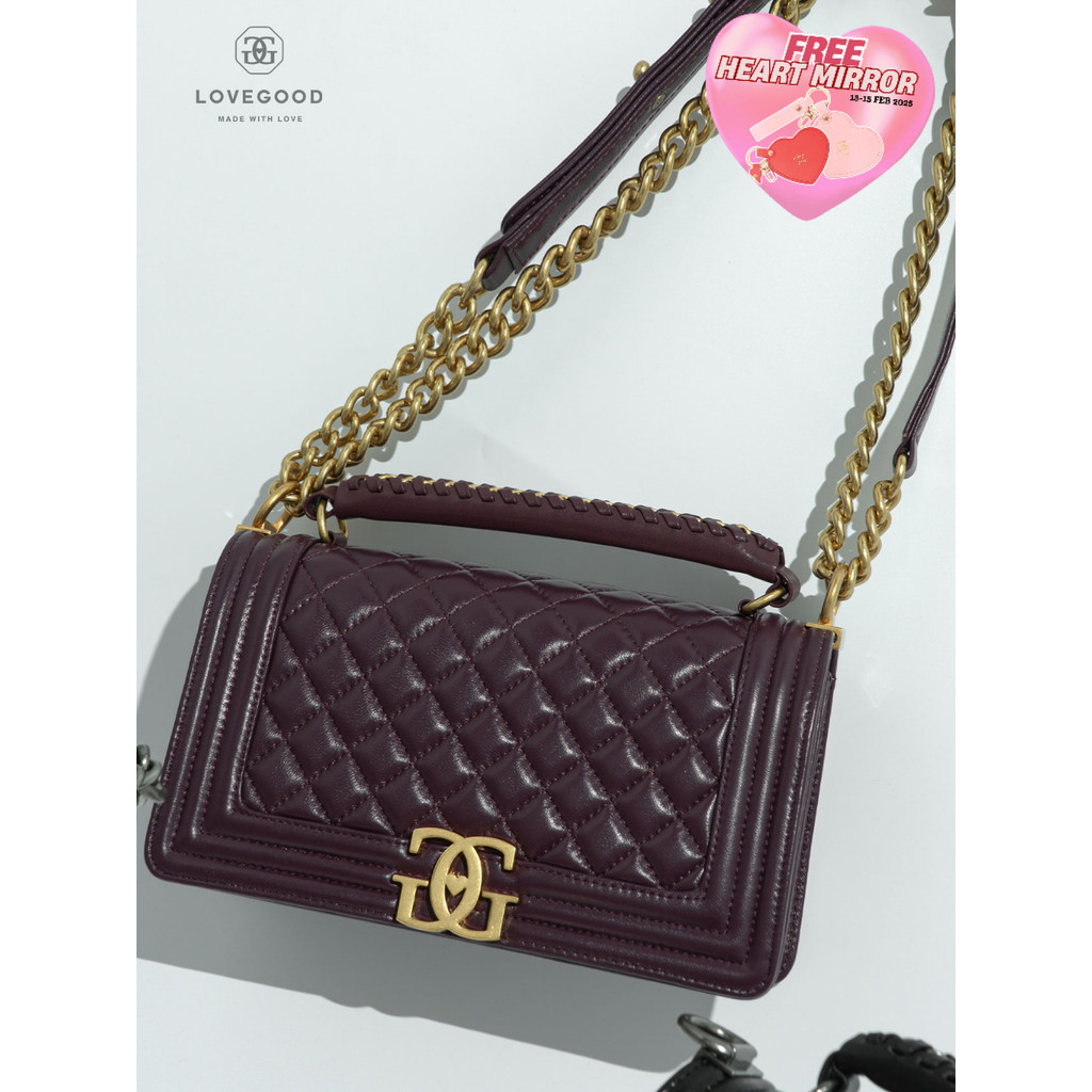 [ LoveGood ] Rubys Top Handle กระเป๋าหนังแกะแท้ เย็บลาย Quilt สวยงาม ไซส์ 10" มีให้เลือก 2 อะไหล่