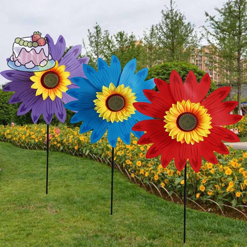 [Sep] กังหันลมดอกทานตะวัน Wind Spinners สําหรับบ้านสวน DIY เด็กกิจกรรมกลางแจ้งเค้าโครง Pinwheels ของเล่น .
